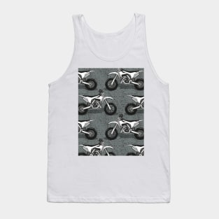Motocross // pattern // grey green background black white and grey motorcycles Tank Top